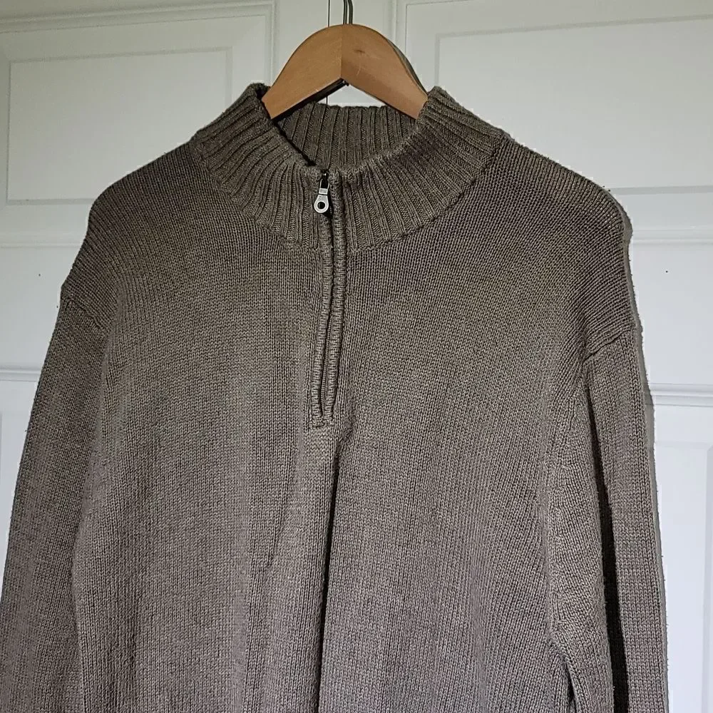 Croft & Barrow Men's Big & Tall Half Zip Knit Tan Mocha Sweater
